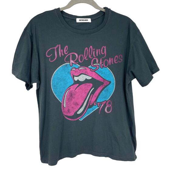 Daydreamer Rolling Stones 78 Ticket Boyfriend Tee Small Vintage Black - Picture 2 of 8